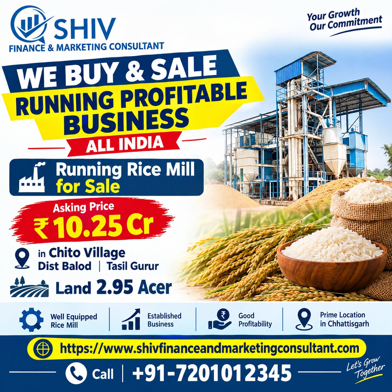 Running Rice Mill for Sale – Chito Village, Balod, Chhattisgarh